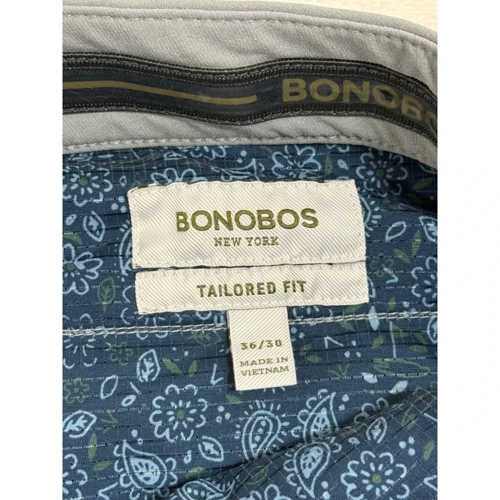 Bonobos Men's Pants 36x30 Blue Gray Tailored Fit Stretch Golf Preppy Chino